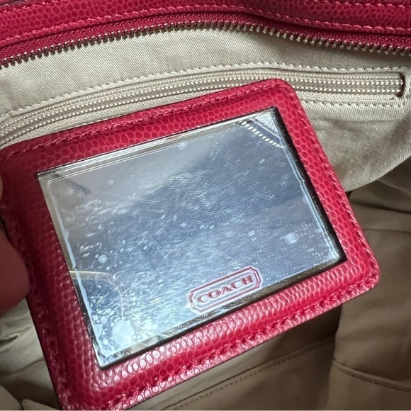 Coach Pinnacle Harper Satchel Bag with Detachable Shoulder Strap, Red Lizard - Picture 3 of 16